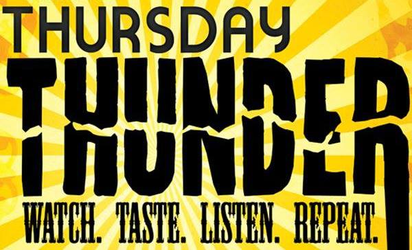 Thursday Thunder logo, watch, taste, listen, repeat